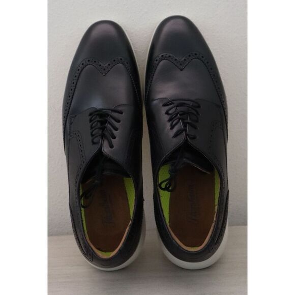 Florsheim 11768 Men's Sz 13W Black/White Dash Wing Tip Sneaker Sole Oxfords - Picture 2 of 13